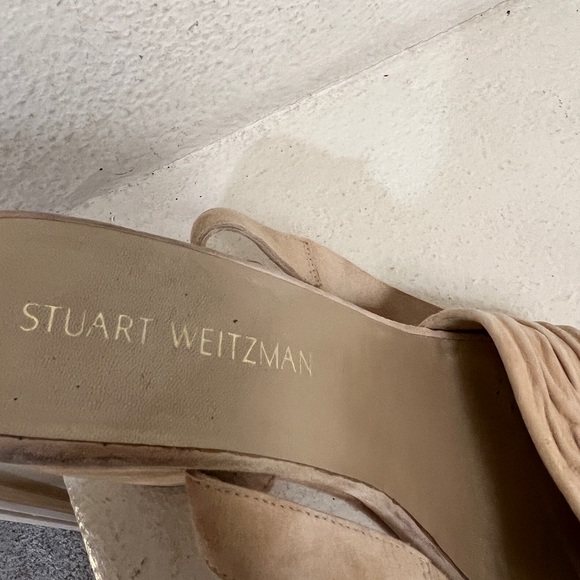 Stuart Weitzman Wedge platform Strappy Sandals Tan Suede Leather Size 8 - Picture 4 of 8